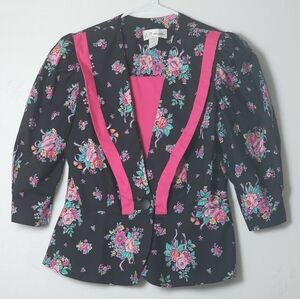 VTG 80's Floral Peplum Style Jacket By J.P Angela Sz 16, Cottagecore,Whimsy USA